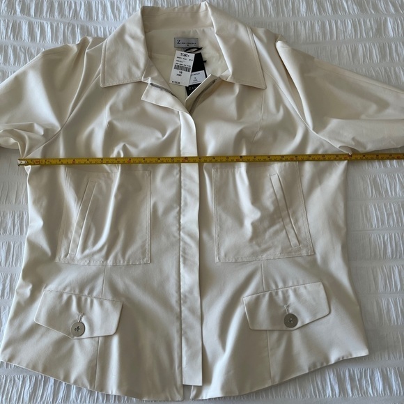 ZENOBIA Lightweight Lined Zip Front Jacket Made Canada Silk Blend Neutral Office - Picture 13 of 16
